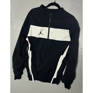 Men's Nylon 1/4 Zip Pullover Jordan  Light Weight Jacket Black & White Size S